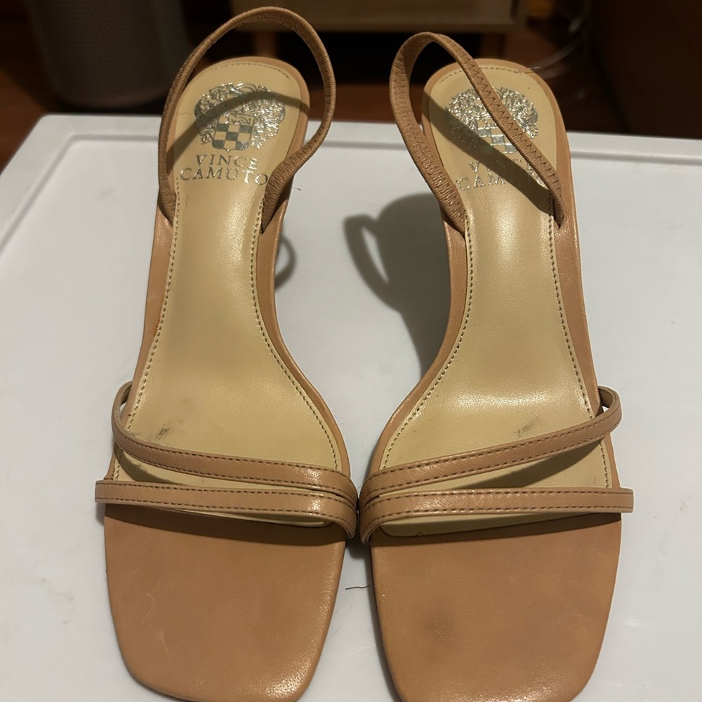 Vince Camuto double strap kitten heels